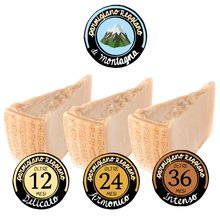 Carica l&#39;immagine nel visualizzatore di Gallery, Tris degustazione Parmigiano Reggiano DOP di Montagna 12-24-36 mesi
