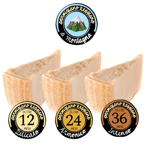Tris degustazione Parmigiano Reggiano DOP di Montagna 12-24-36 mesi
